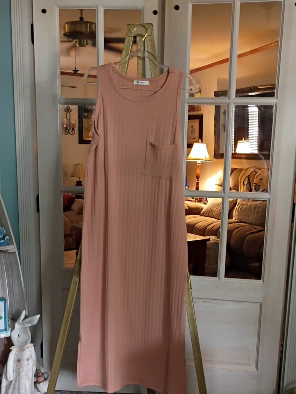 Bombom Sleeveless Ribbed Maxi Dress in Dusty Rose - Brand: